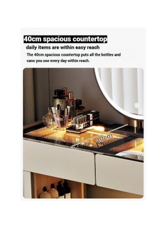 AWD Vanity Table with Chair and LED Mirror White Dresser for Women Makeup Table with Storage Drawers and Built-in Lighting Dressing Table for Bedroom Beauty Room Dressing Room  - Image 3