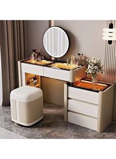 AWD Vanity Table with Chair and LED Mirror White Dresser for Women Makeup Table with Storage Drawers and Built-in Lighting Dressing Table for Bedroom Beauty Room Dressing Room  - Image 1