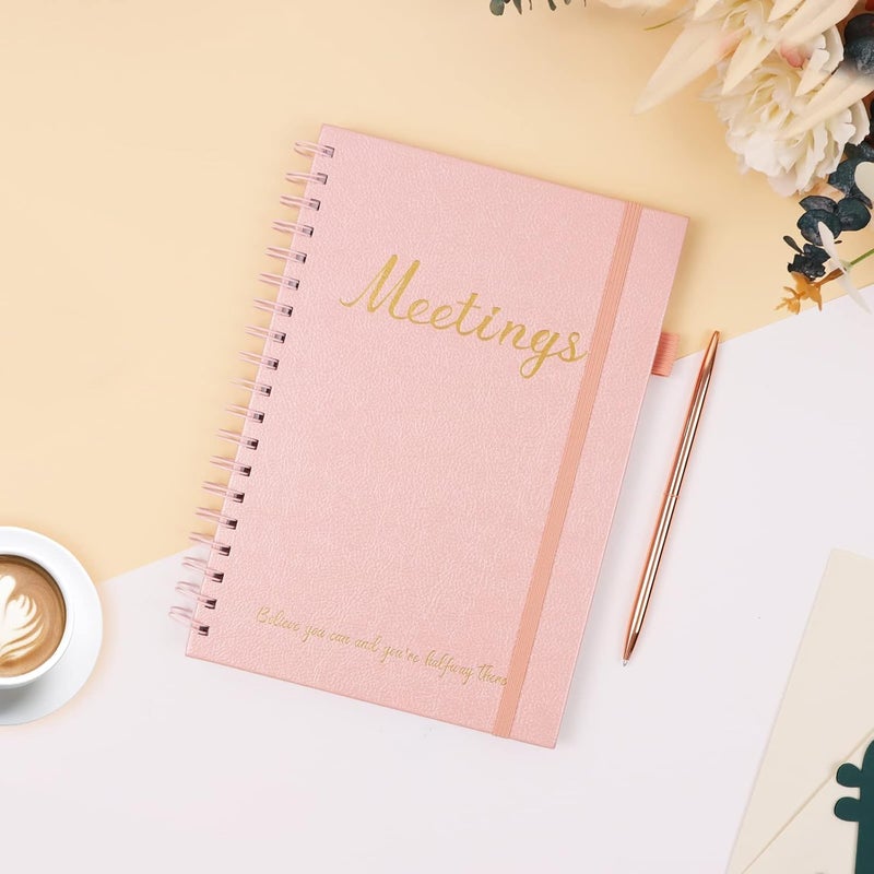 JUBTIC Meeting Notebook for Work with Action Items, Work Journal,Project Planner Organizer,Business Notebook for Women - Easily Take Meeting Notes And Keep Agendas on Track -Pink (7x10") - Image 2
