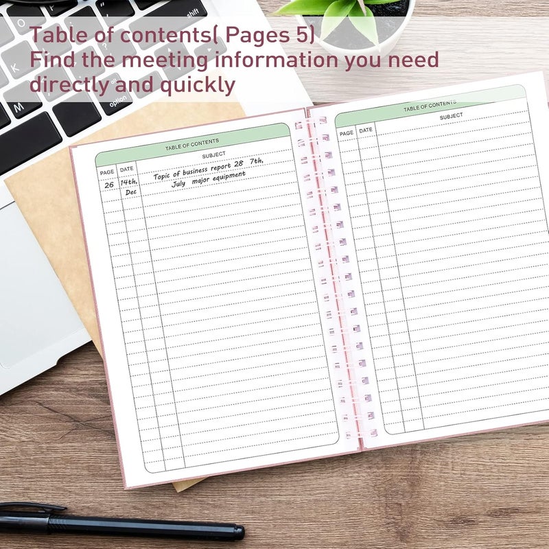 JUBTIC Meeting Notebook for Work with Action Items, Work Journal,Project Planner Organizer,Business Notebook for Women - Easily Take Meeting Notes And Keep Agendas on Track -Pink (7x10") - Image 4