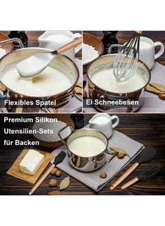 VIO 12PCS Silicone Cooking Utensil Kit with Wooden Handles Heat Resistant Spatulas Non-Stick Gadgets for Kitchen Frying Pan Skimmer Ladle Tongs Whisk Pasta Server Home Durable Set  - Image 4