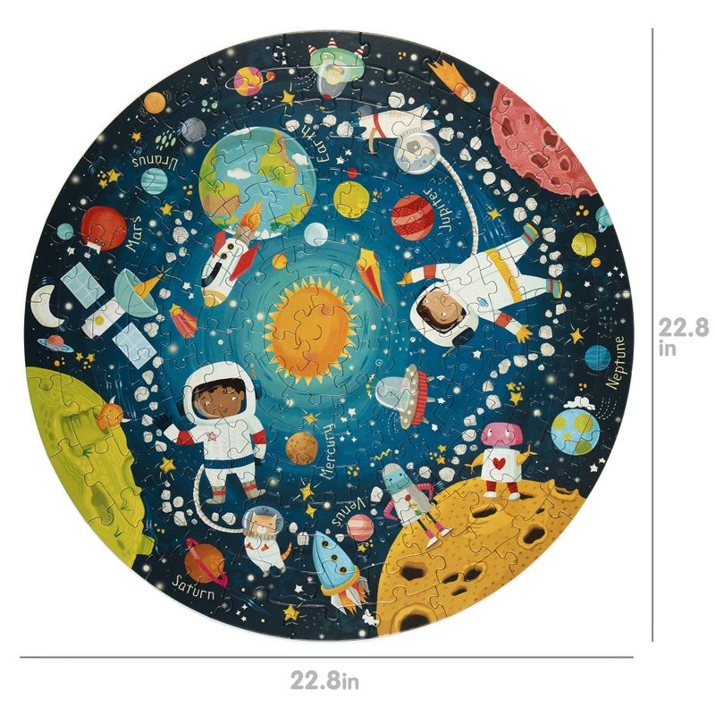 boppi Space Round Jigsaw Puzzle with 100% Recycled Card Solar System Astronauts 150 Pieces for Children 5 6 7 8 Years 58cm Diameter - Image 2