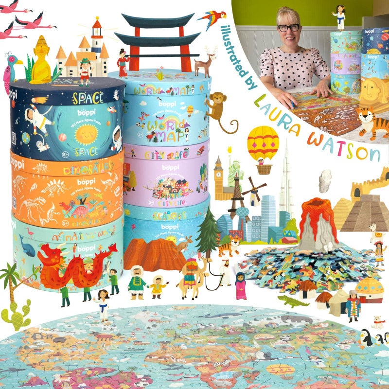 boppi Space Round Jigsaw Puzzle with 100% Recycled Card Solar System Astronauts 150 Pieces for Children 5 6 7 8 Years 58cm Diameter - Image 4