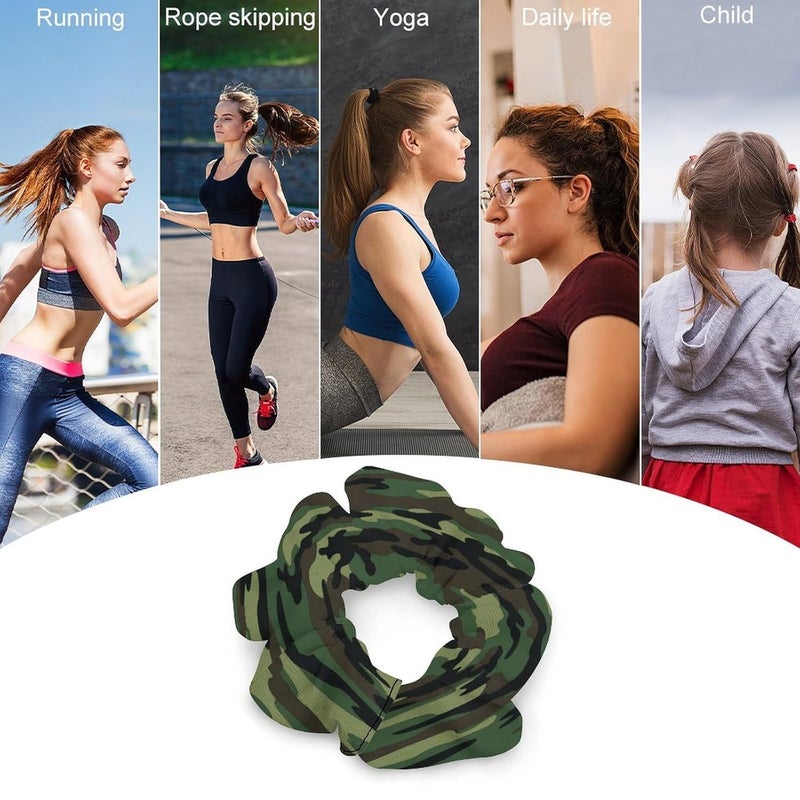 Green Military Camo Satin Scrunchies Fluffy Hair Ties Soft Jumbo Scrunchy Large Thick Elastic Hair Bands Cute Satin Hair Scrunchies Ideal Gift for Women Hair Accessories Decor - Image 3