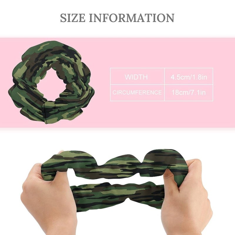 Green Military Camo Satin Scrunchies Fluffy Hair Ties Soft Jumbo Scrunchy Large Thick Elastic Hair Bands Cute Satin Hair Scrunchies Ideal Gift for Women Hair Accessories Decor - Image 2