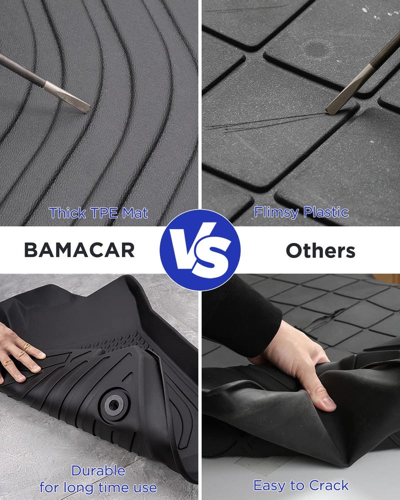 BAMACAR All Weather Floor Mats Cargo Liner for Ford Bronco Sport 2025 2024 2023 2022 2021, Waterproof TPE Full Set 1st 2nd Row Trunk Mat for Base Big Bend Badlands 2021-2025 Accessories (ONLY for Sport),4pcs - Image 3