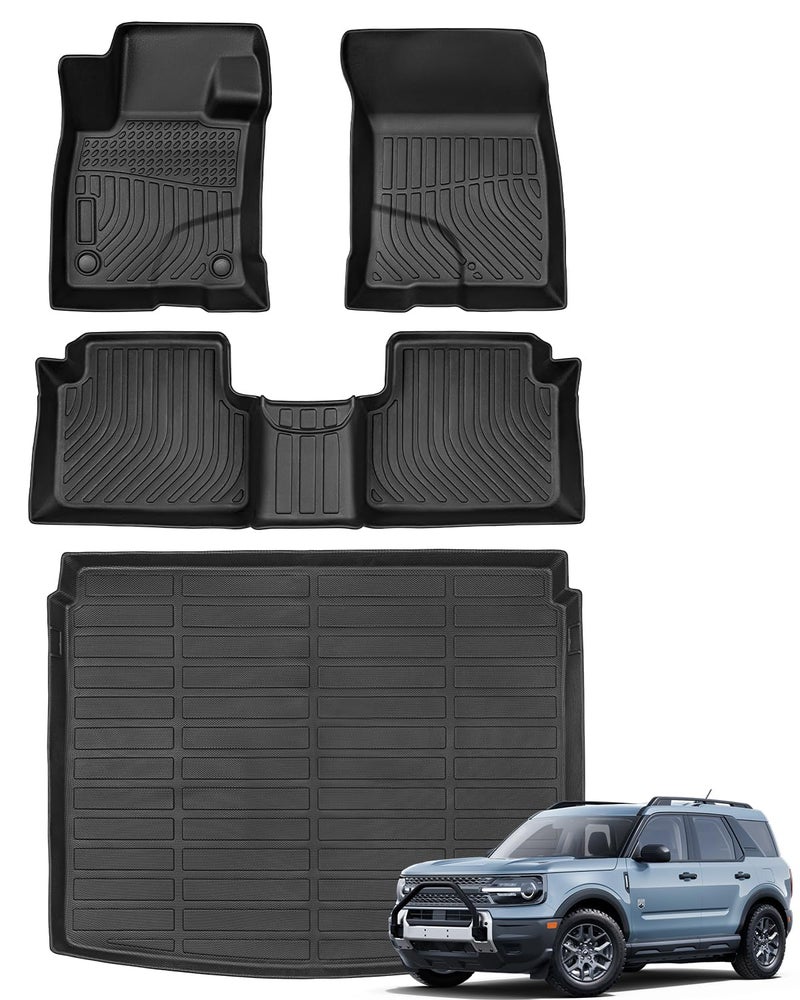 BAMACAR All Weather Floor Mats Cargo Liner for Ford Bronco Sport 2025 2024 2023 2022 2021, Waterproof TPE Full Set 1st 2nd Row Trunk Mat for Base Big Bend Badlands 2021-2025 Accessories (ONLY for Sport),4pcs - Image 1