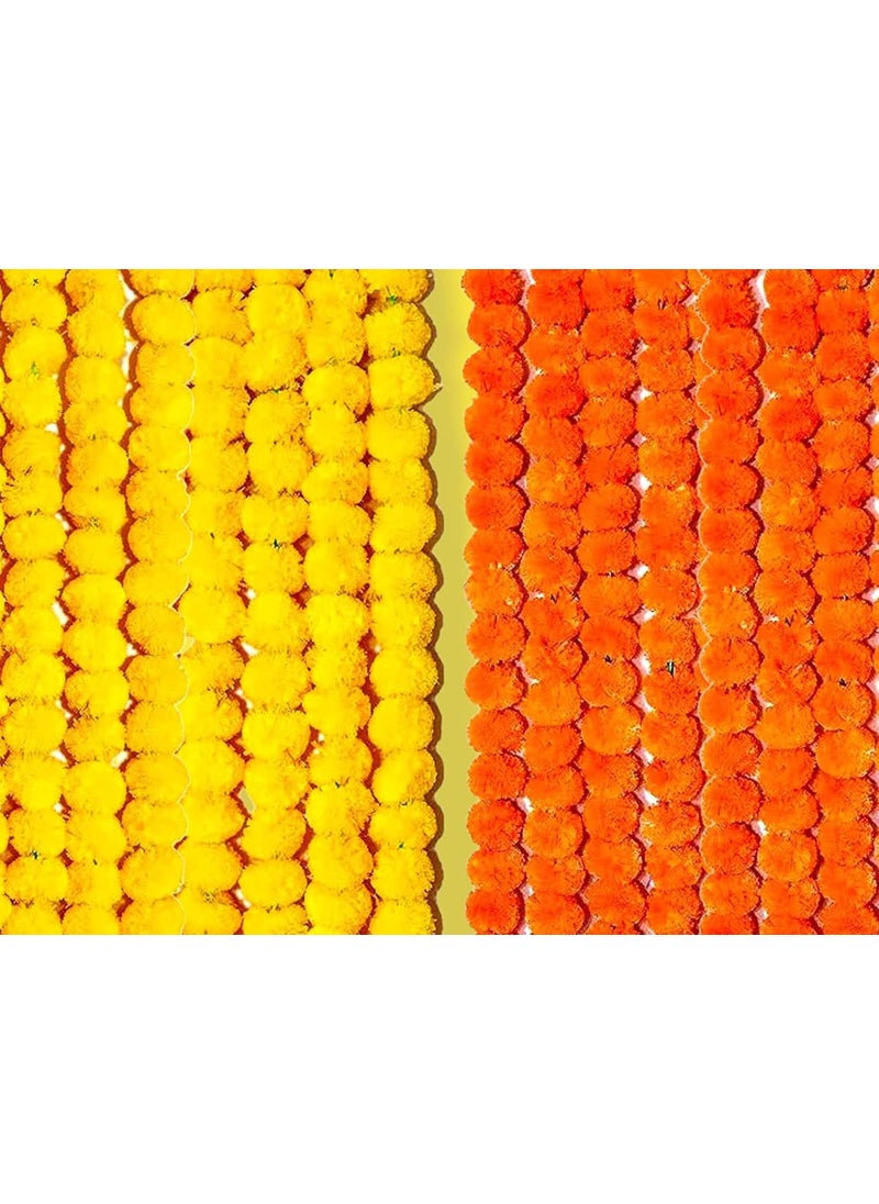 BLUMFYE Blumfye 10 Pcs Decorative Marigold Garland Mala Artificial Flower Genda Phool 5 Feet Long for Decoration Home Wedding Festivals Durga Pooja Diwali Ganesh Chaturthi  - Image 1