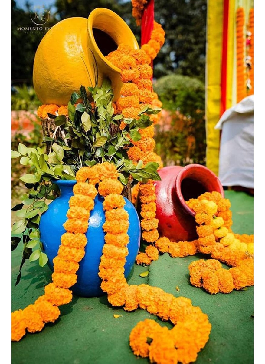 BLUMFYE Blumfye 10 Pcs Decorative Marigold Garland Mala Artificial Flower Genda Phool 5 Feet Long for Decoration Home Wedding Festivals Durga Pooja Diwali Ganesh Chaturthi  - Image 2