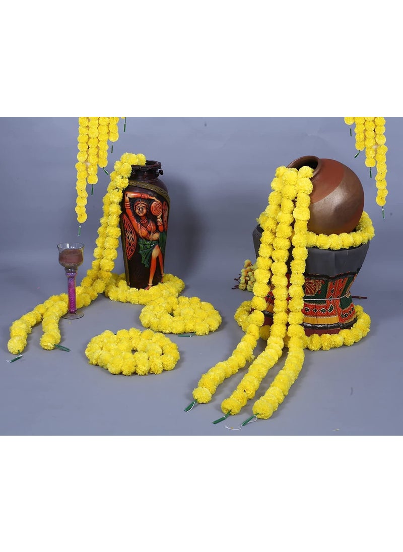 BLUMFYE Blumfye 10 Pcs Decorative Marigold Garland Mala Artificial Flower Genda Phool 5 Feet Long for Decoration Home Wedding Festivals Durga Pooja Diwali Ganesh Chaturthi  - Image 3