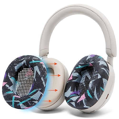 WC SweatZ XM5 - Patented Earpad Sweat Covers for Sony WH1000XM5 by Wicked Cushions | Full 360 Earpad Protection | Sweatproof & Easily Washable | 90's Black - Image 1