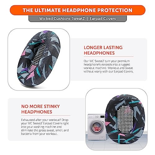 WC SweatZ XM5 - Patented Earpad Sweat Covers for Sony WH1000XM5 by Wicked Cushions | Full 360 Earpad Protection | Sweatproof & Easily Washable | 90's Black - Image 4