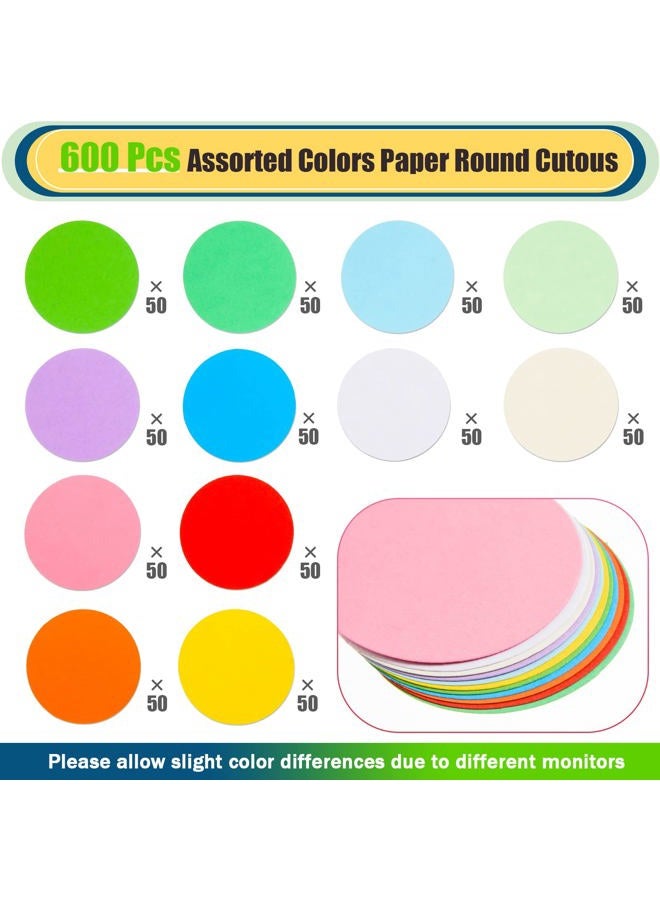 FOBSME 600 Pcs 2 Inch Round Cutouts Paper Circles Assorted Color Round Cut-Out Accents Construction Paper Circles Shape Die Cuts for Kids DIY Craft Project Back to School Classroom Bulletin Board Decor - Image 2