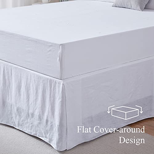 Simple&Opulence Belgian Linen Bed Skirt with Classic 14 inch Tailored Drop Dust Ruffle, Easy Fit Breathable Premium Natural Flax- Basic White, King - Image 2