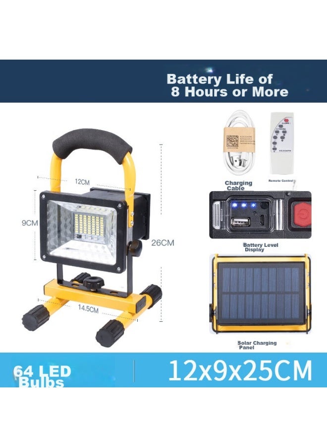 SMILING SHARK Smiling Shark 64 Solar-powered Rechargeable Emergency Outdoor Floodlight For Home, Camping Tent, Portable Handheld Searchlight  - Image 2