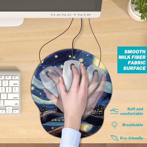 Hancynir Black Cat Ergonomic Mouse Pad Wrist Support, Starry Night Gel Mouse Pads with Wrist Rest, Cute Computer Mousepad for Desk with Non-Slip PU Base, Comfortable Mouse Pad Office Desk Accessories - Image 4