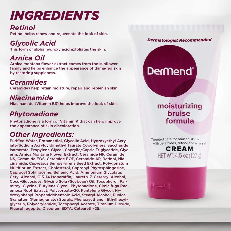 Dermend Arnica Bruise Cream with Vitamin K - Moisturizer for Bruising on Arms, Legs & Hands - 4.5 Oz - Image 2