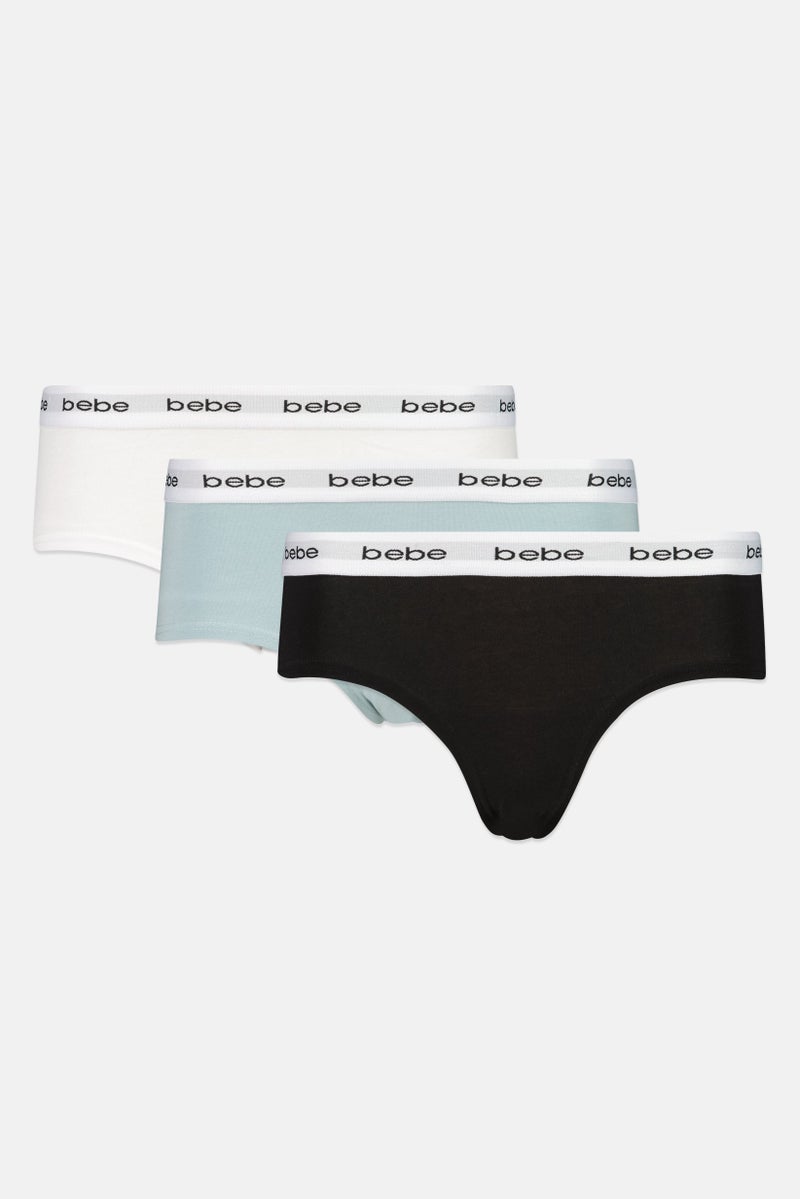 bebe Women 3 Pieces Brand Logo Booty Panties, Multicolor - Image 1
