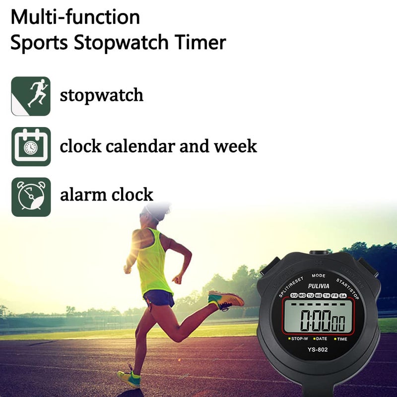 PULIVIA PULIVIA Sports Stopwatch Timer Single Lap Split Digital Stopwatch for Coaches Swimming Running Sport Training Stopwatch, Yellow  - Image 2