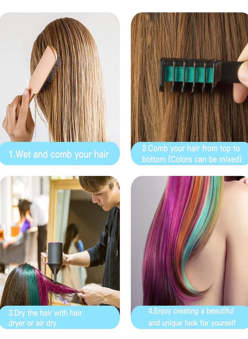 SYOSI Hair Chalk Comb 6 Colors For Girls Gift, Non-Toxic Disposable Color Dye for Birthday Party Halloween Costume Cosplay - Image 4