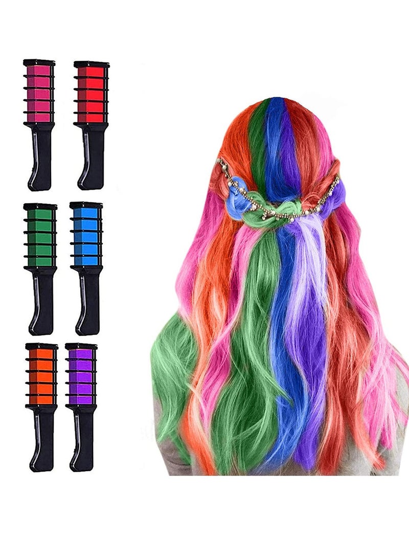 SYOSI Hair Chalk Comb 6 Colors For Girls Gift, Non-Toxic Disposable Color Dye for Birthday Party Halloween Costume Cosplay - Image 1