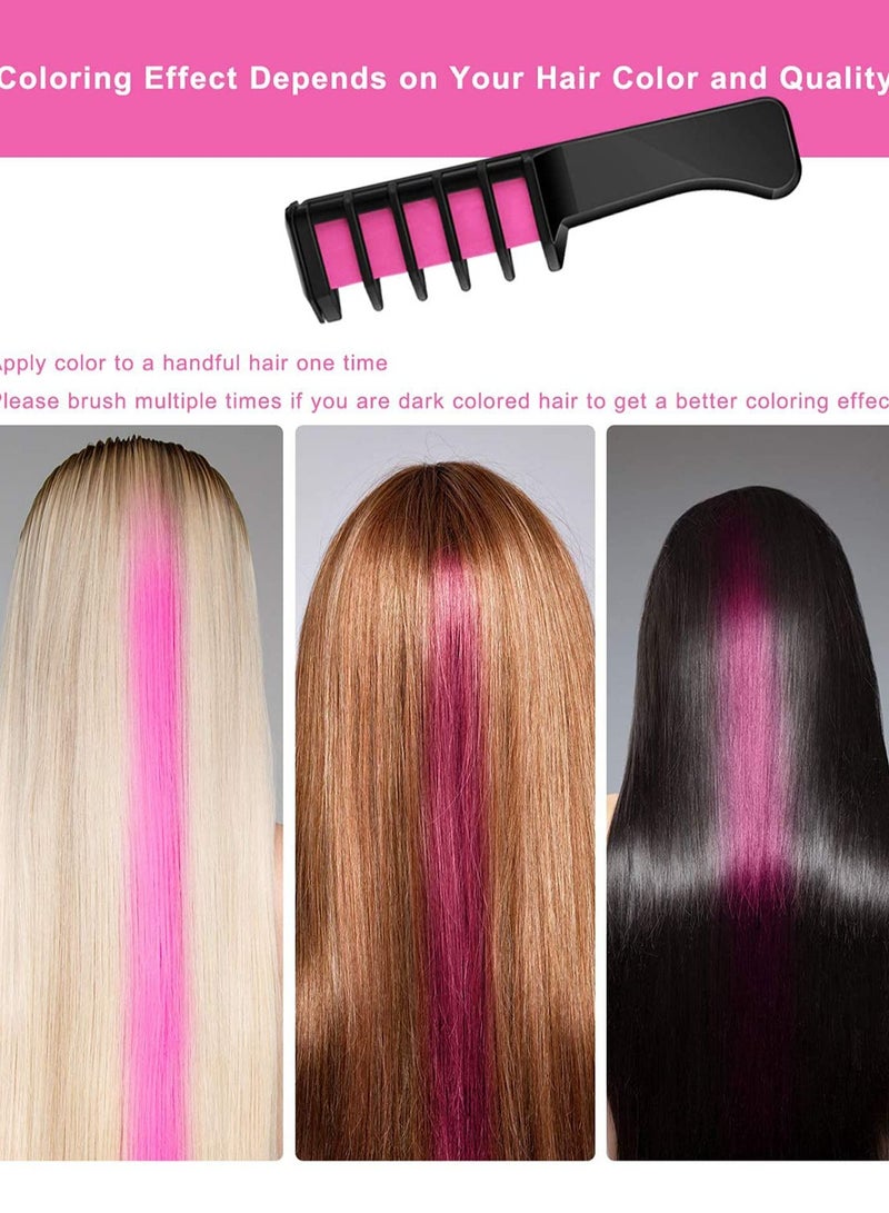 SYOSI Hair Chalk Comb 6 Colors For Girls Gift, Non-Toxic Disposable Color Dye for Birthday Party Halloween Costume Cosplay - Image 3