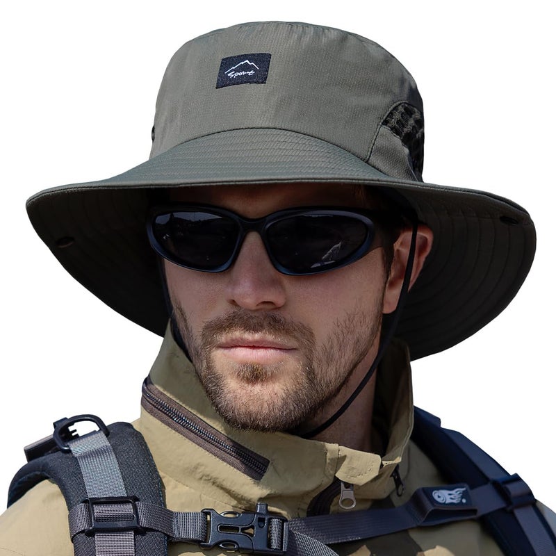 Sireck Fishing Hat, UPF50+ Wide Brim Sun Hat for Men Women, UV Protection Hiking Beach Bucket Hats Summer Safari Hat (Army Green-1) - Image 1