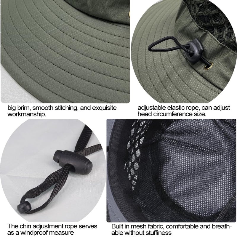 Sireck Fishing Hat, UPF50+ Wide Brim Sun Hat for Men Women, UV Protection Hiking Beach Bucket Hats Summer Safari Hat (Army Green-1) - Image 5