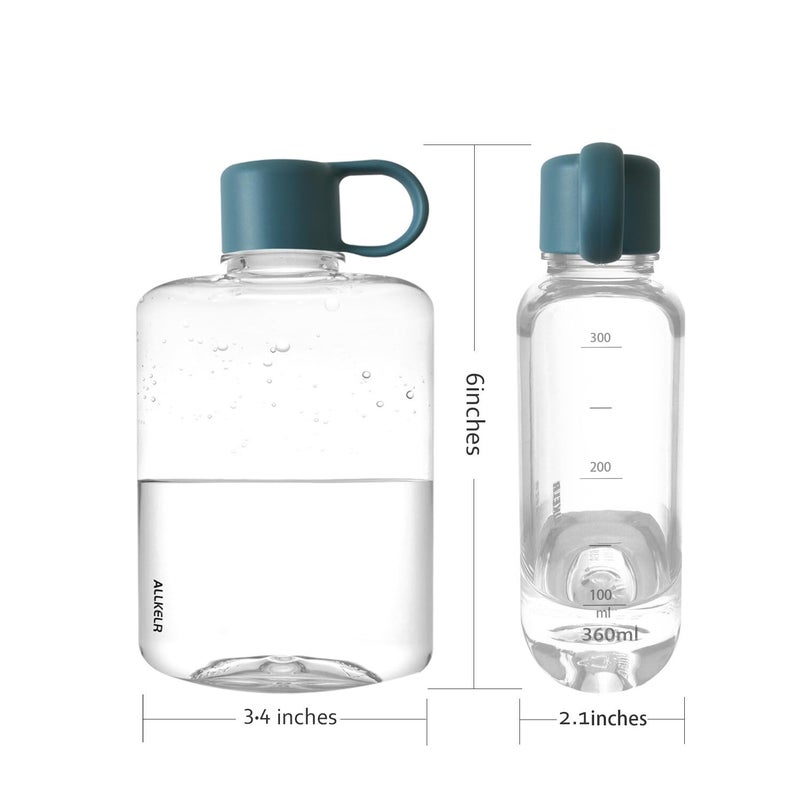 ALLKELR Portable Flat Water Bottle  BPA Free Tritan Plastic Travel Water Bottle for Camping  Fitness  Outdoor Sports  Fits Purse and Pocket (Blue  12.2 oz) - Image 1