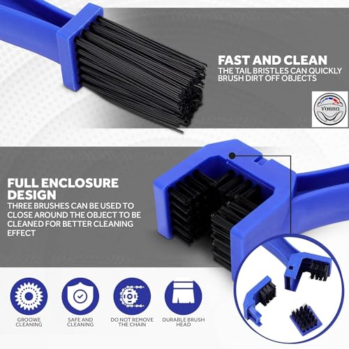 Yobbo Multi Purpose Universal Bike & Cycle Gear Chain Cleaning Brush with Soft & Long Bristles Ideal for Quick Motorcycle Bicycle Crankset Cleaner Washer Tool Pack of 1 (Blue) - Image 5