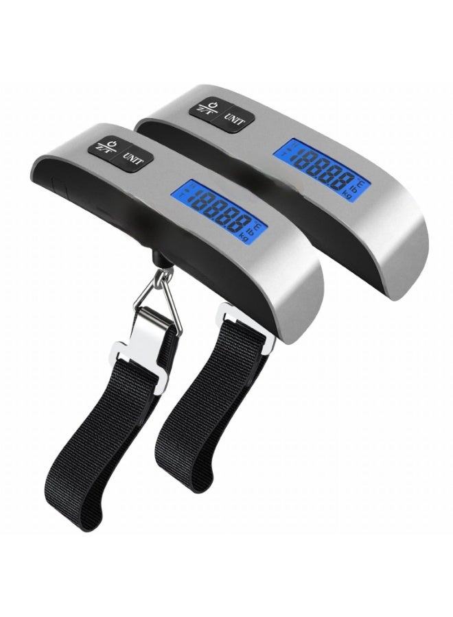 ZAICA Luggage Scale 2 Pack Zaica Travel Essentials Backlight LCD Display 110lb/50kg Luggage Weight Scale Portable Handheld Scale with Rubber Paint, Temperature Sensor, Battery Included - Image 1