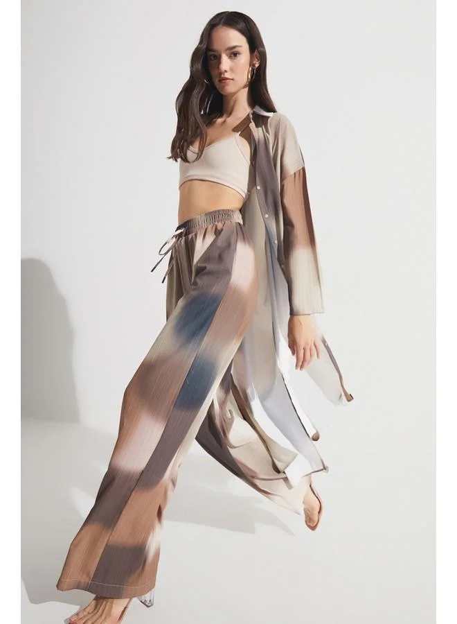 JUNE June Exclusive Elastic Waist Wide Leg/Wide Leg Patterned Trouser Multicolor