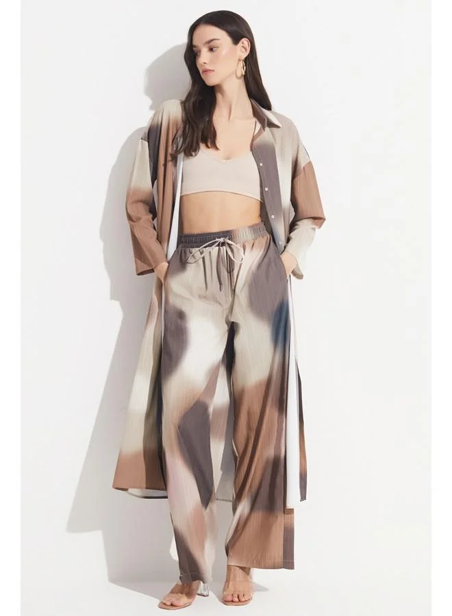JUNE June Exclusive Elastic Waist Wide Leg/Wide Leg Patterned Trouser Multicolor