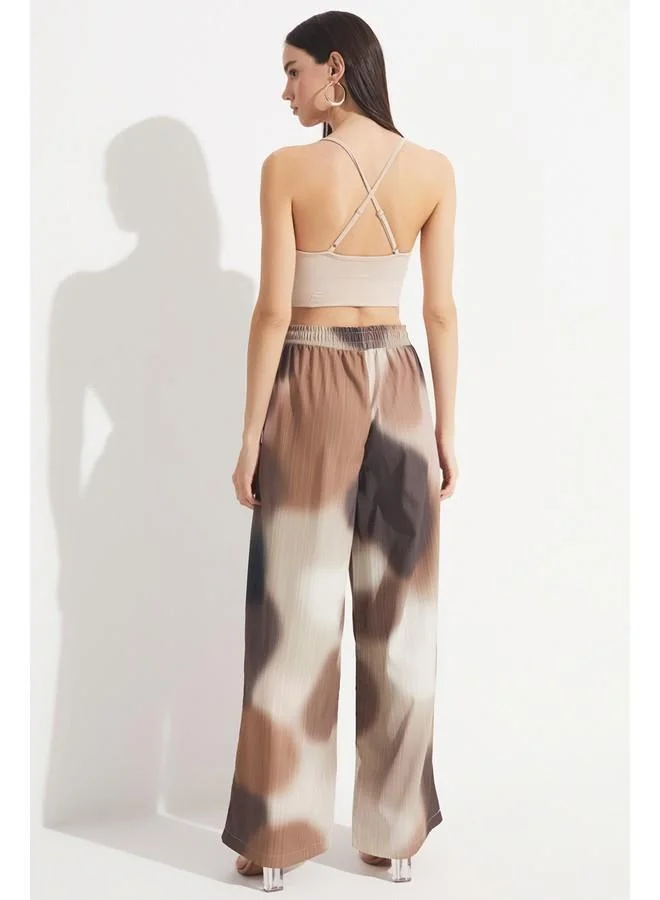 JUNE June Exclusive Elastic Waist Wide Leg/Wide Leg Patterned Trouser Multicolor