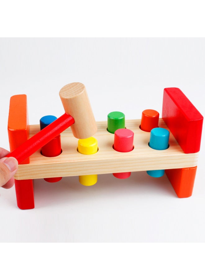 Children's Knocking Hand-Eye Coordination Children's Wooden Knocking Music Baby Piling Table Teaching Aids 1-2-3 Educational Early Education-Color:Piling Table (Top Cow)  - Image 1