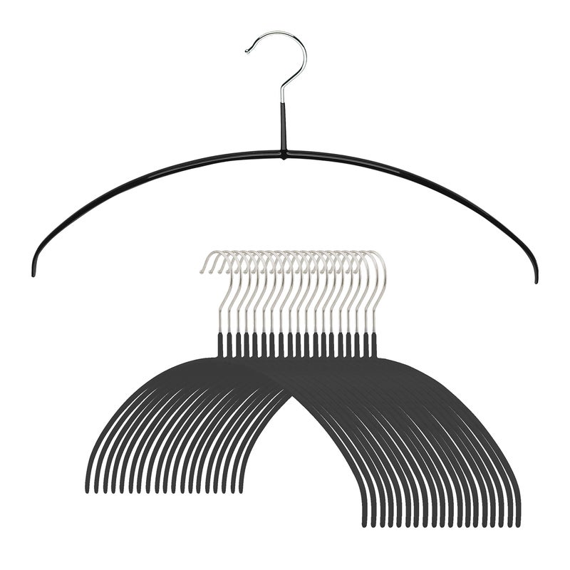 Mawa by Reston Lloyd Euro UltraThin Series NonSlip Space Saving Clothes Hanger Style 40PT for TShirts Blouse Sun Dresses Set of 20 Black - Image 2