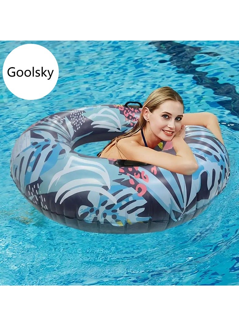 Goolsky 1pc Adult Hawaiian-Themed Inflatable Pool Float - Thick PVC, Large Tropical Leaf Design for Outdoor Pool Parties & Relaxation, Pool Relaxation Gear|Tropical Design|Durable Pool Float, Pool Floats - Image 1