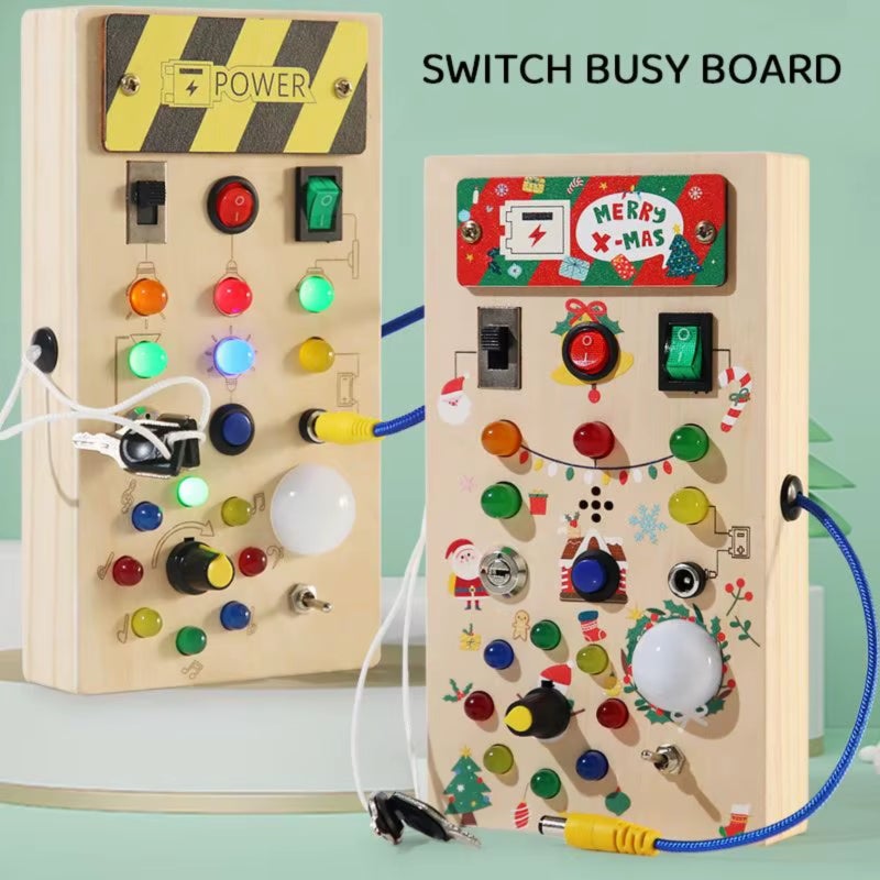 Children's early education wooden led light socket switch busy board/busy Christmas model （10.5*18.5*3cm） - Image 3