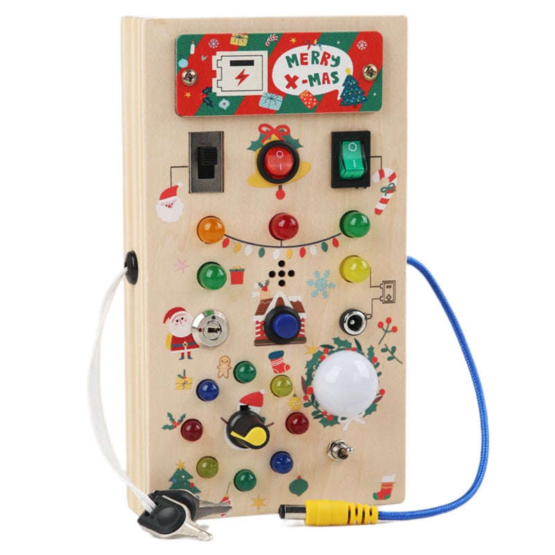 Children's early education wooden led light socket switch busy board/busy Christmas model （10.5*18.5*3cm） - Image 1