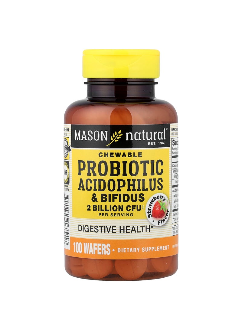 Chewable Probiotic Acidophilus & Bifidus, Strawberry, 100 Wafers (34 mg per Wafer)