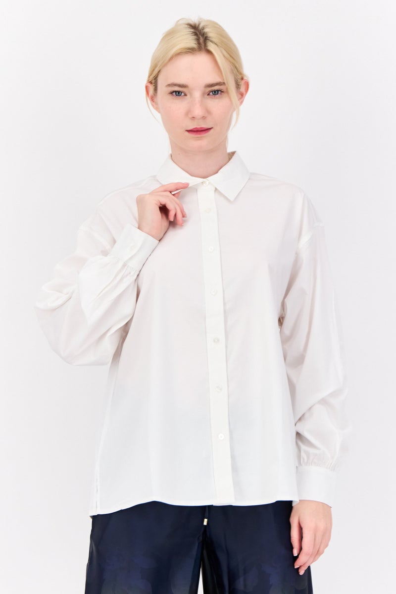 ESPRIT Women Regular Fit Solid Casual Shirts, White - Image 1