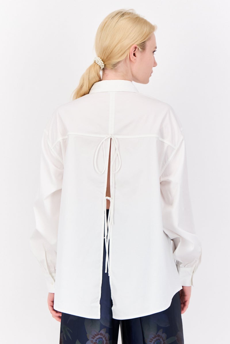 ESPRIT Women Regular Fit Solid Casual Shirts, White - Image 3
