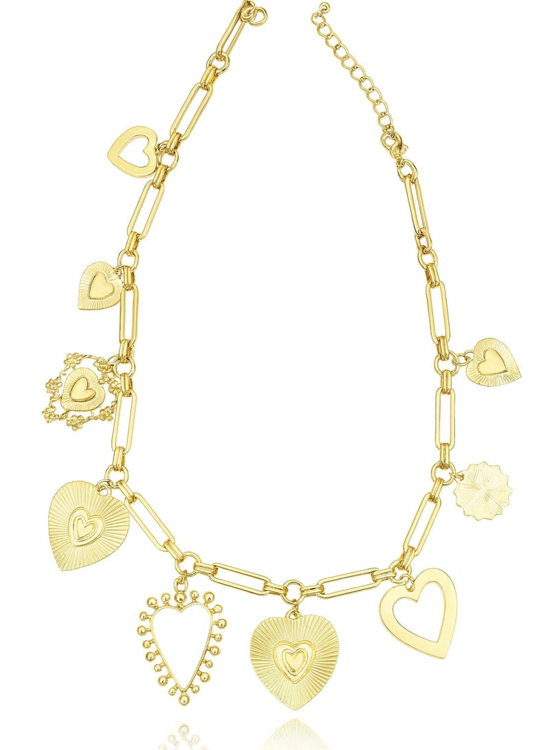 FLUFFY Women’s Necklace Hearts & Links Elegant Design - Image 3