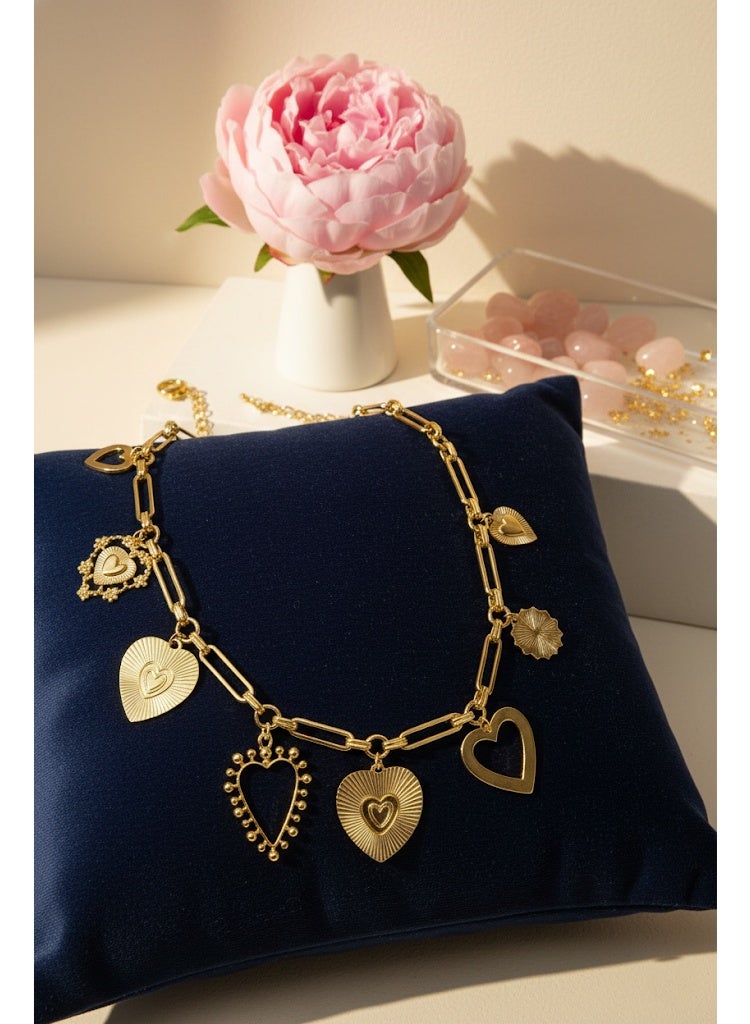 FLUFFY Women’s Necklace Hearts & Links Elegant Design - Image 2