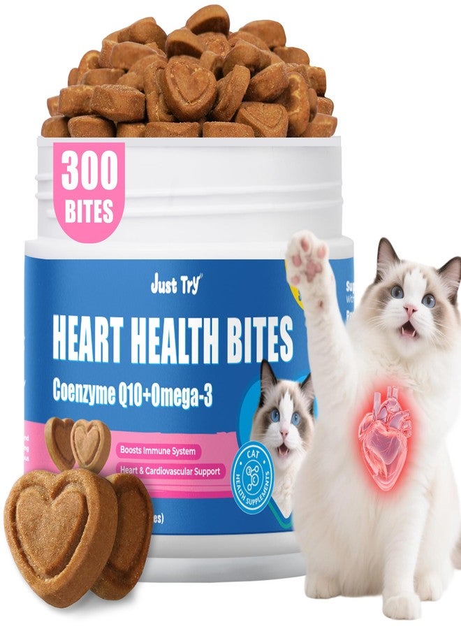 Just Try Coenzyme Q10 coq10 Bites for Cats - Advanced q10 & Taurine Cat Treats for Feline Heart Health - Chicken Flavored Soft Chews - Supports Heart Function - 300 Count - Image 1