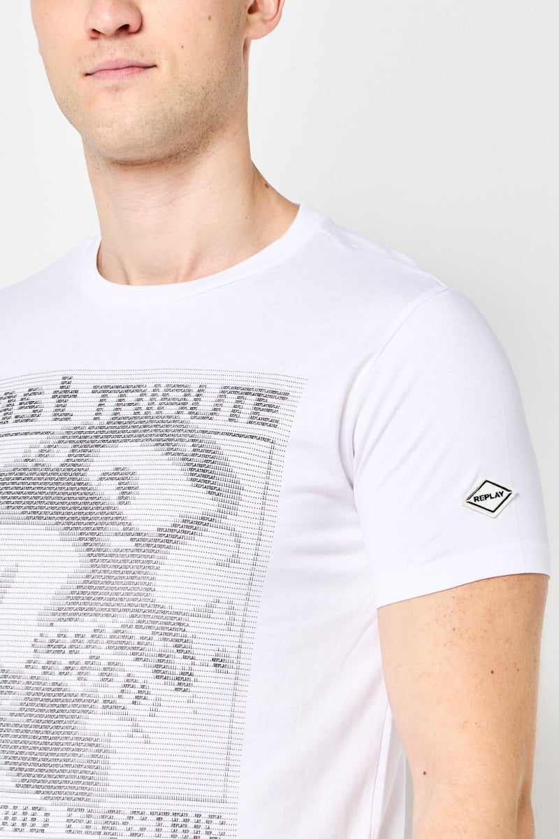 Replay Men Crew Neck Short Sleeves Graphic Print T-Shirt, White - Image 3