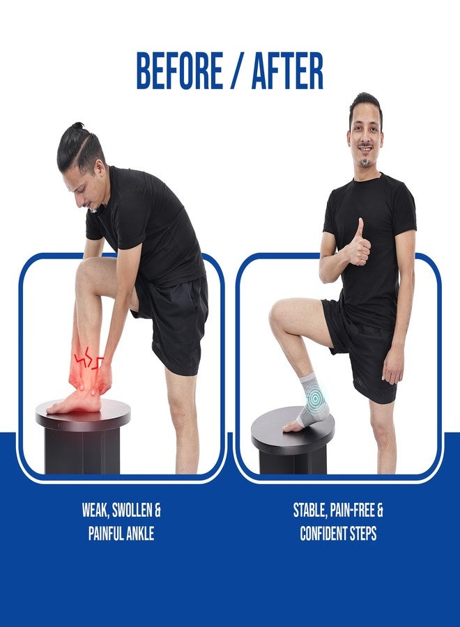 Leeford Ankle Brace & Binder for Men & Women | Adjustable Pain Relief Ankle Support Band| Foot, Heel & Ligament Protection for Sprain & Sports Grey (M) - Image 4