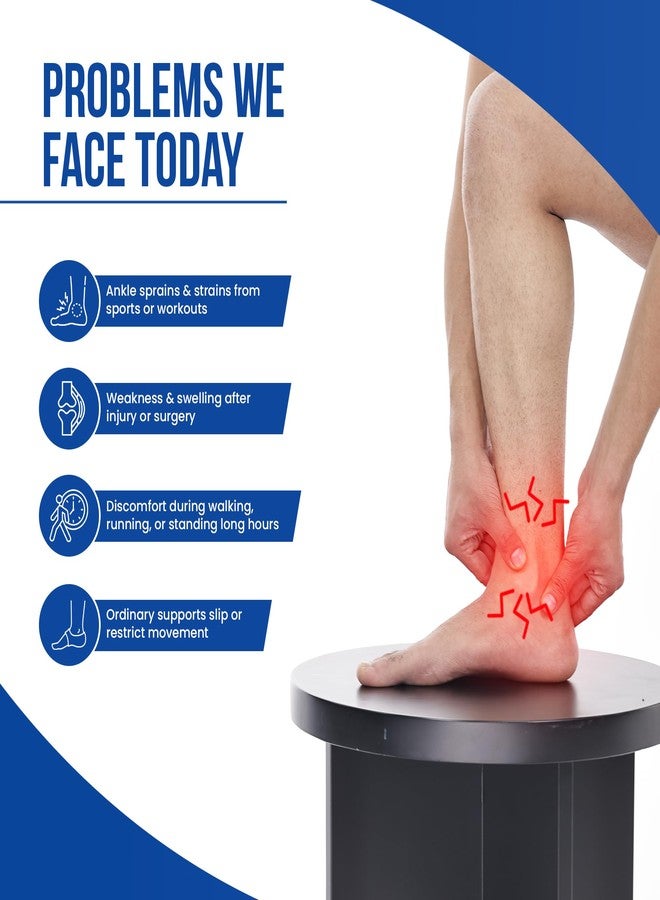 Leeford Ankle Brace & Binder for Men & Women | Adjustable Pain Relief Ankle Support Band| Foot, Heel & Ligament Protection for Sprain & Sports Grey (M) - Image 3