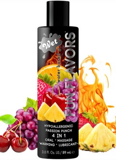 Fun Flavors Passion Punch 4 in 1 Warming Flavored Lube 3 Fl Oz, Premium Personal Lubricant, Men, Women and Couples, Paraben, Gluten, Stain, And Sugar Free