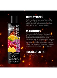 Wet زيوت التشحيم المنكهة الممتعة Passion Punch 4 في 1، 3 أونصة سائلة، زيوت تشحيم شخصية ممتازة، للرجال والنساء والأزواج، خالية من البارابين والغلوتين والبقع والسكر  - Image 2